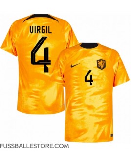 Günstige Niederlande Virgil van Dijk #4 Heimtrikot WM 2022 Kurzarm